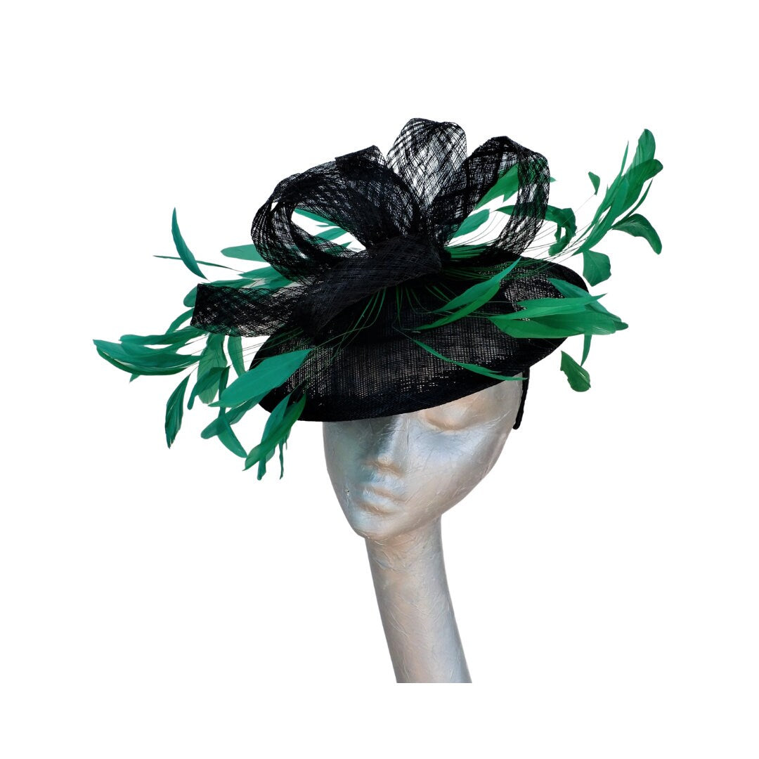 Francesca -  Black & Emerald Green saucer hatinator