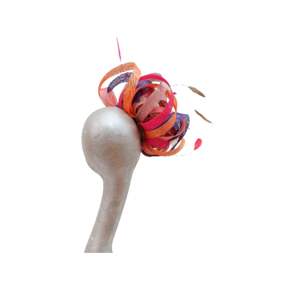 Matilda - Autumnal Orange, coral, gold, Latte, Purple, Red, Fucshia loopy fascinator