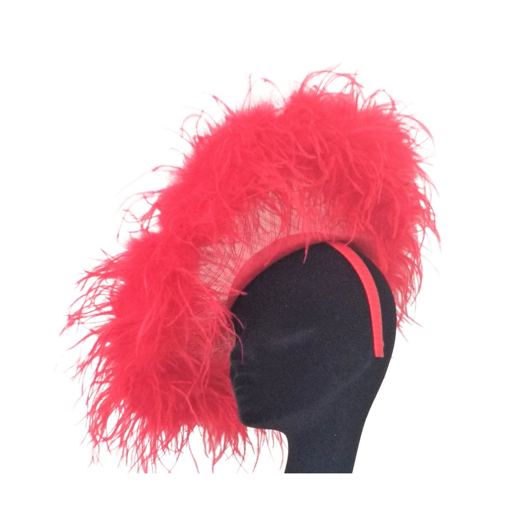 Giselle - Red Ostrich feather Hatinator