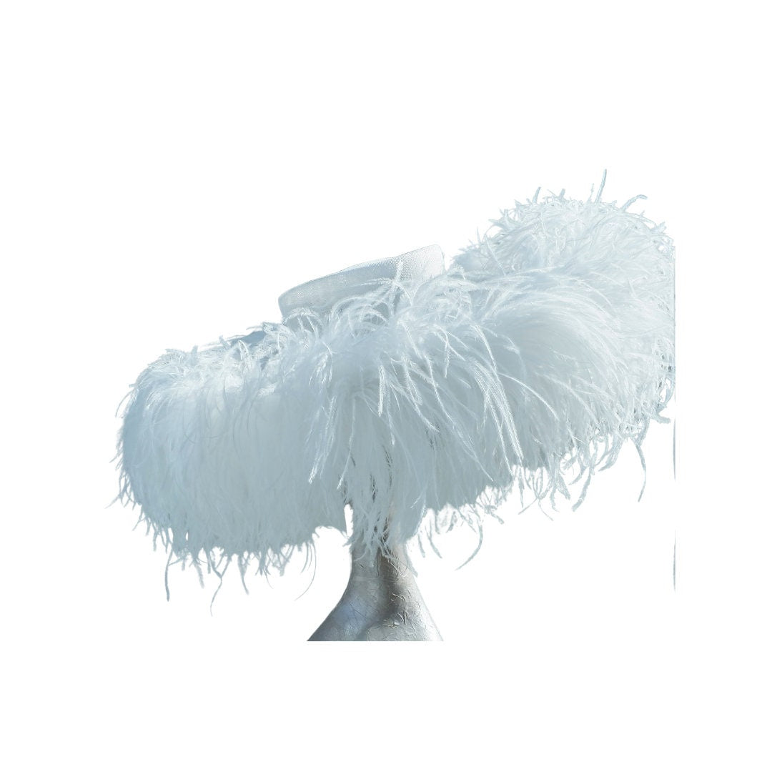 Emma Extra Large Pure White Feather Hat