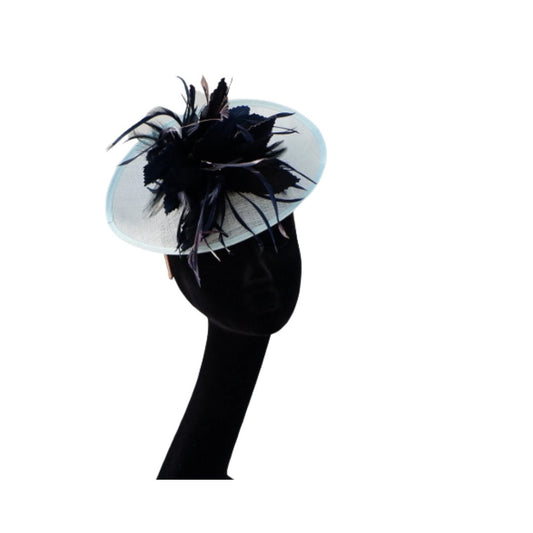 Mint & Navy fascinator Upturned base by Hats2go