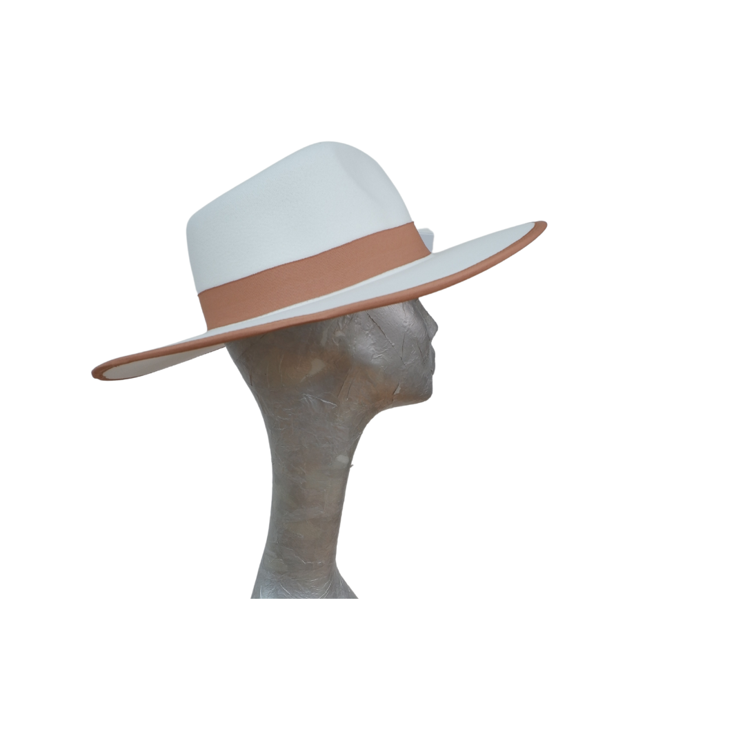 Finley - Felt Flat Brim Trilby Hat Ivory & Tan