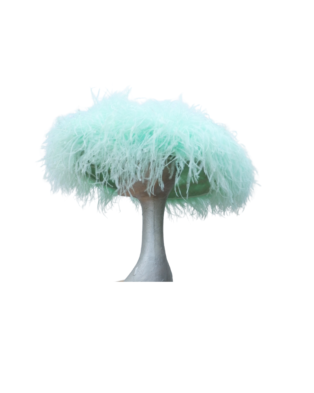 Ella - large Hat with Ostrich feather boa in Mint