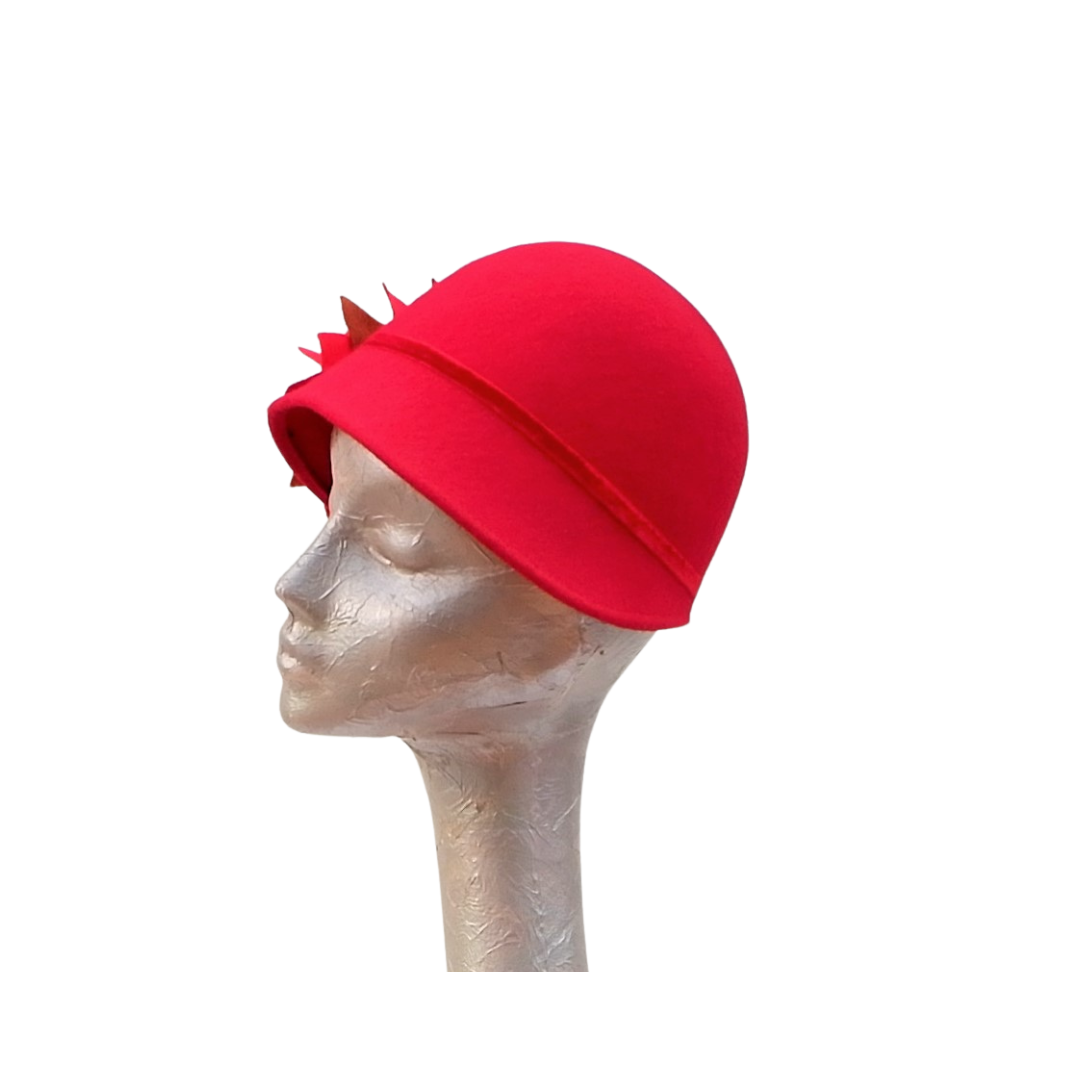 Kitty - Poppy Red 20's Style Cloche Hat