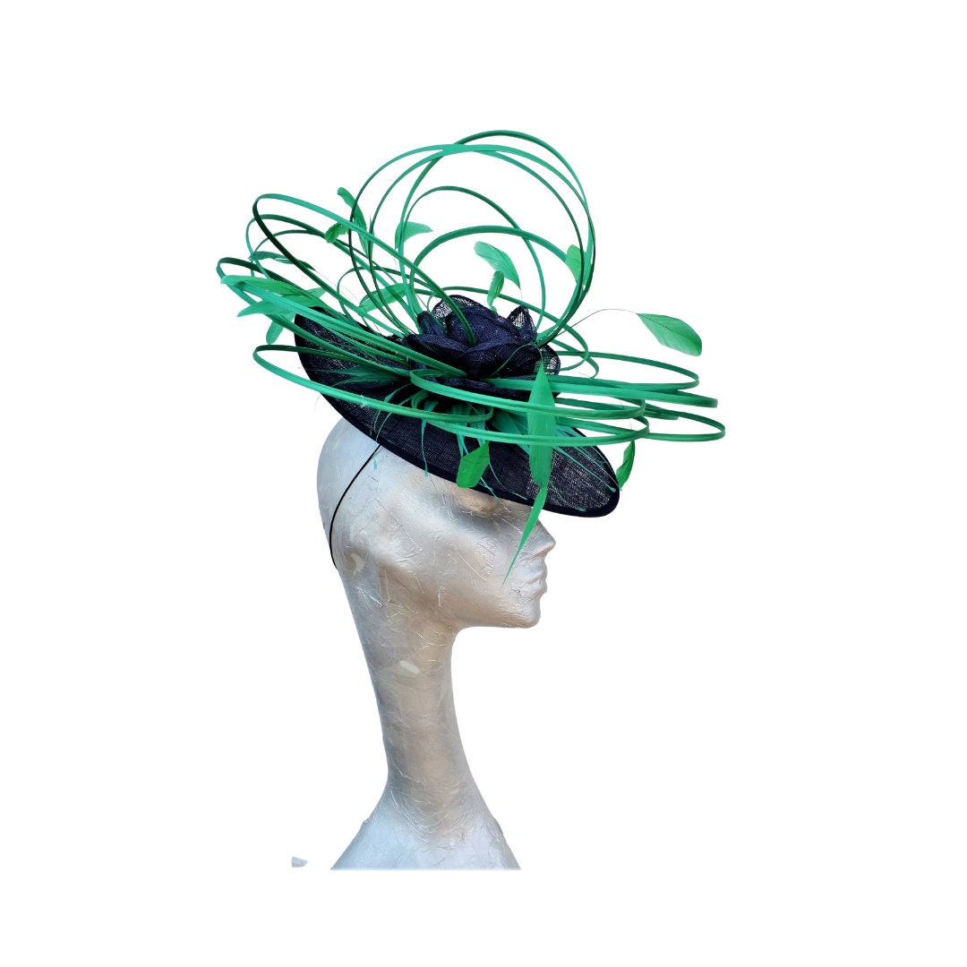Ascot 2019 Hat in Navy & Emerald Green