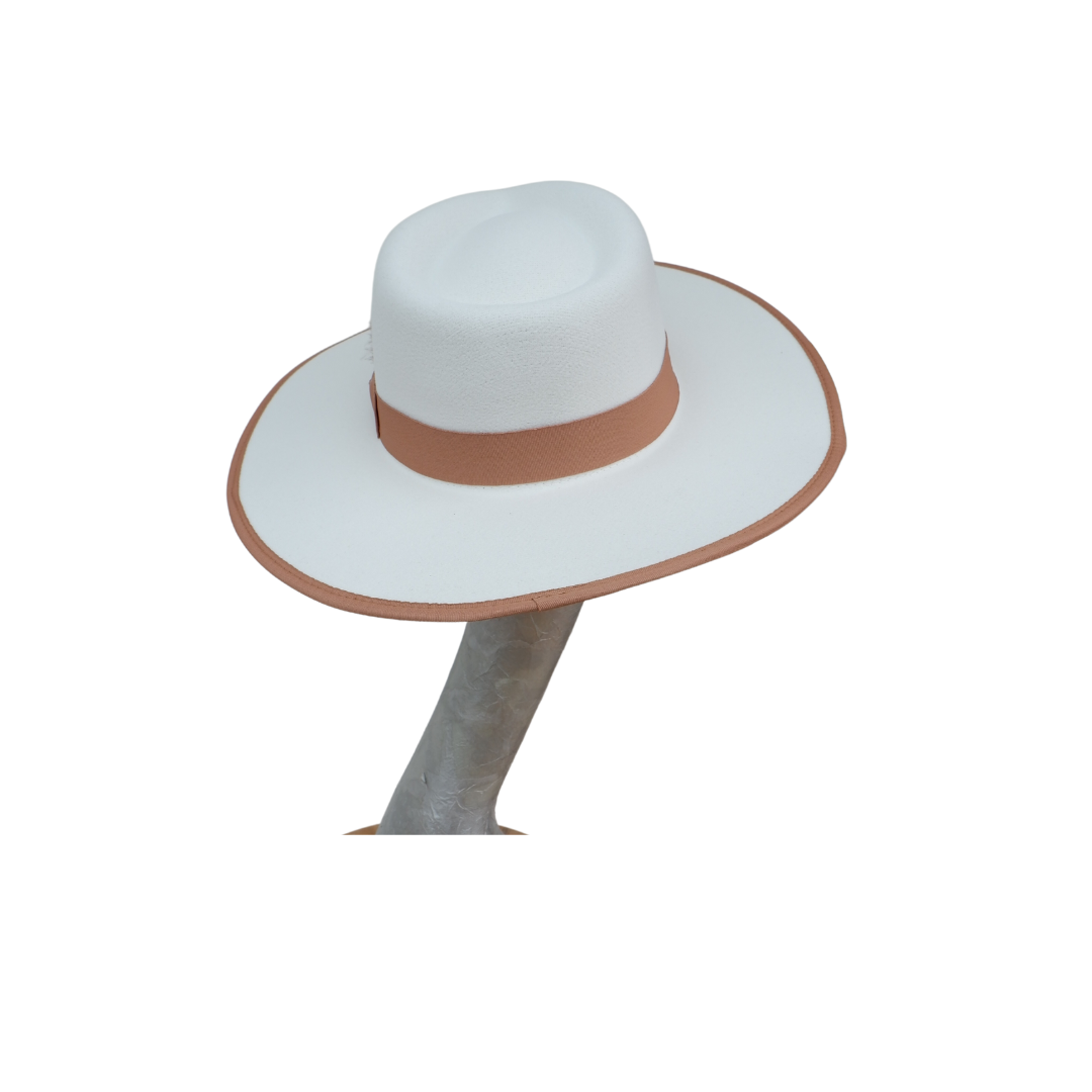Finley - Felt Flat Brim Trilby Hat Ivory & Tan