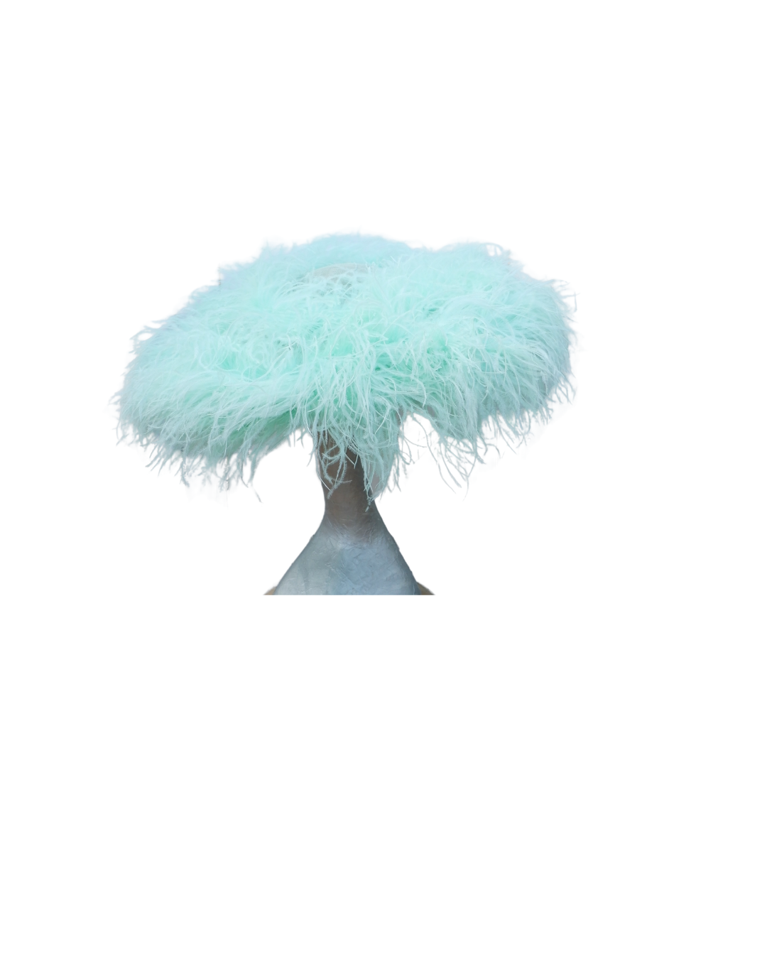 Ella - large Hat with Ostrich feather boa in Mint