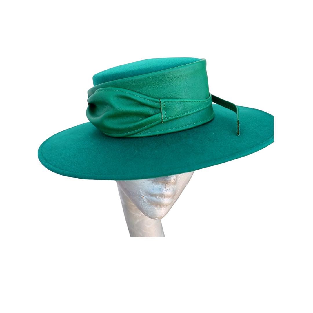 Arlo - Emerald Green Felt high crown Boater