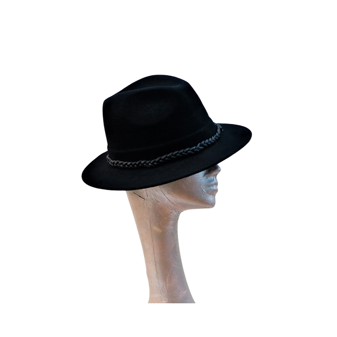 Josie - Black Felt Fedora Hat