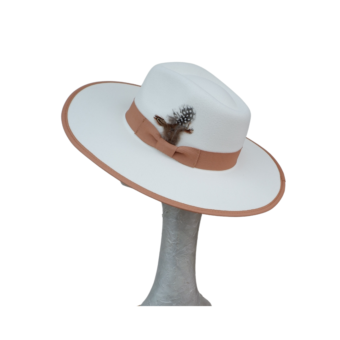 Finley - Felt Flat Brim Trilby Hat Ivory & Tan