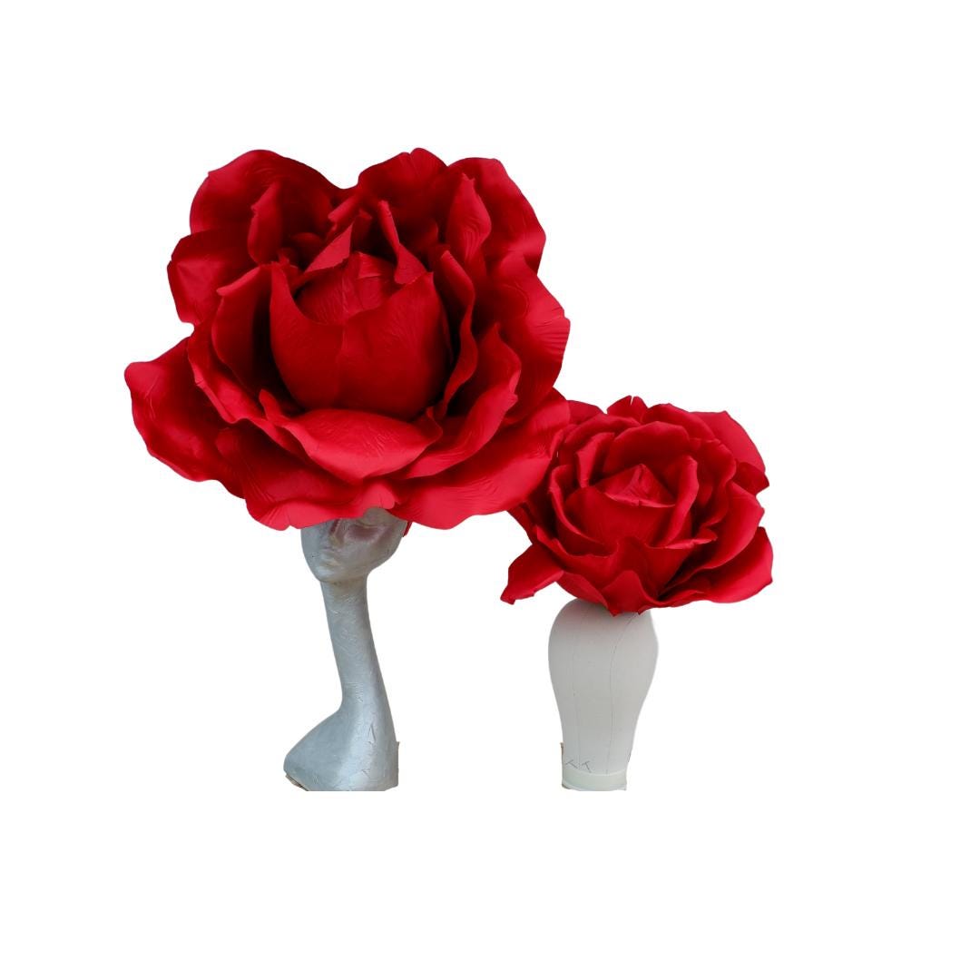 Lizzy - Oversized 75 cm  Red Silk Rose Fascinator
