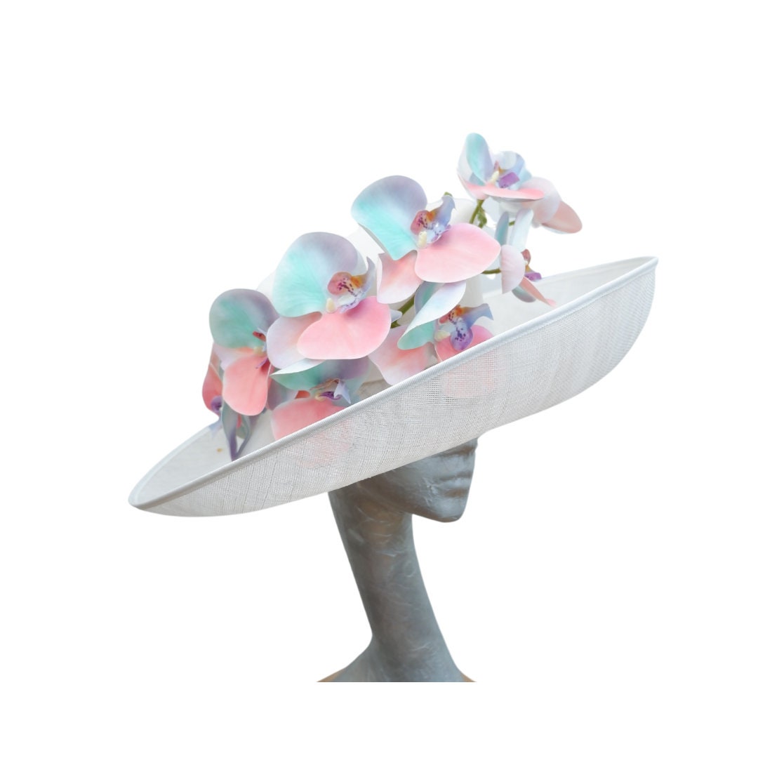 Aliah - Ivory & Multi pastel Feature hat