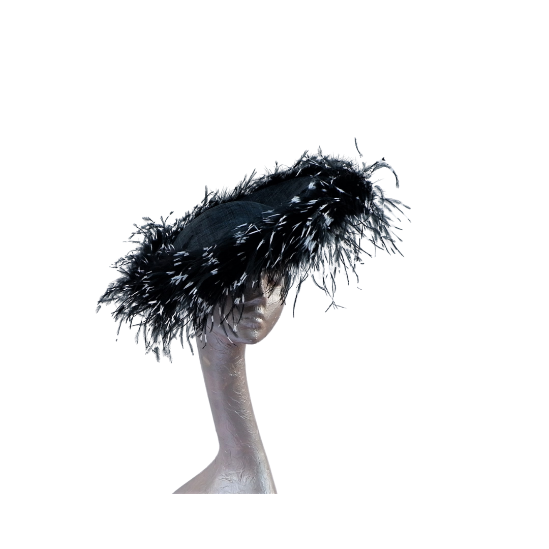 Giselle Saucer fascinator with Ostrich Feathers