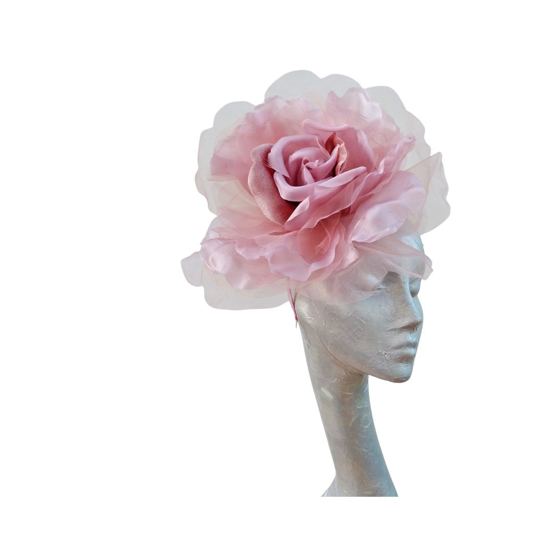 Ava--- DuskyPink silk 12" Rose fascinator