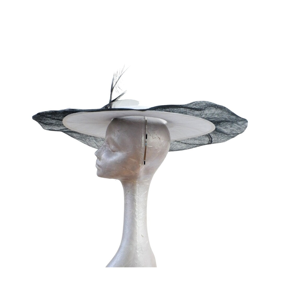 Charlie - Black & White extended Boater Hatinator