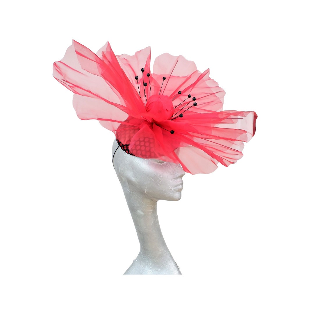 Scarlet Red Giant over sized Oriental Poppy  headpiece