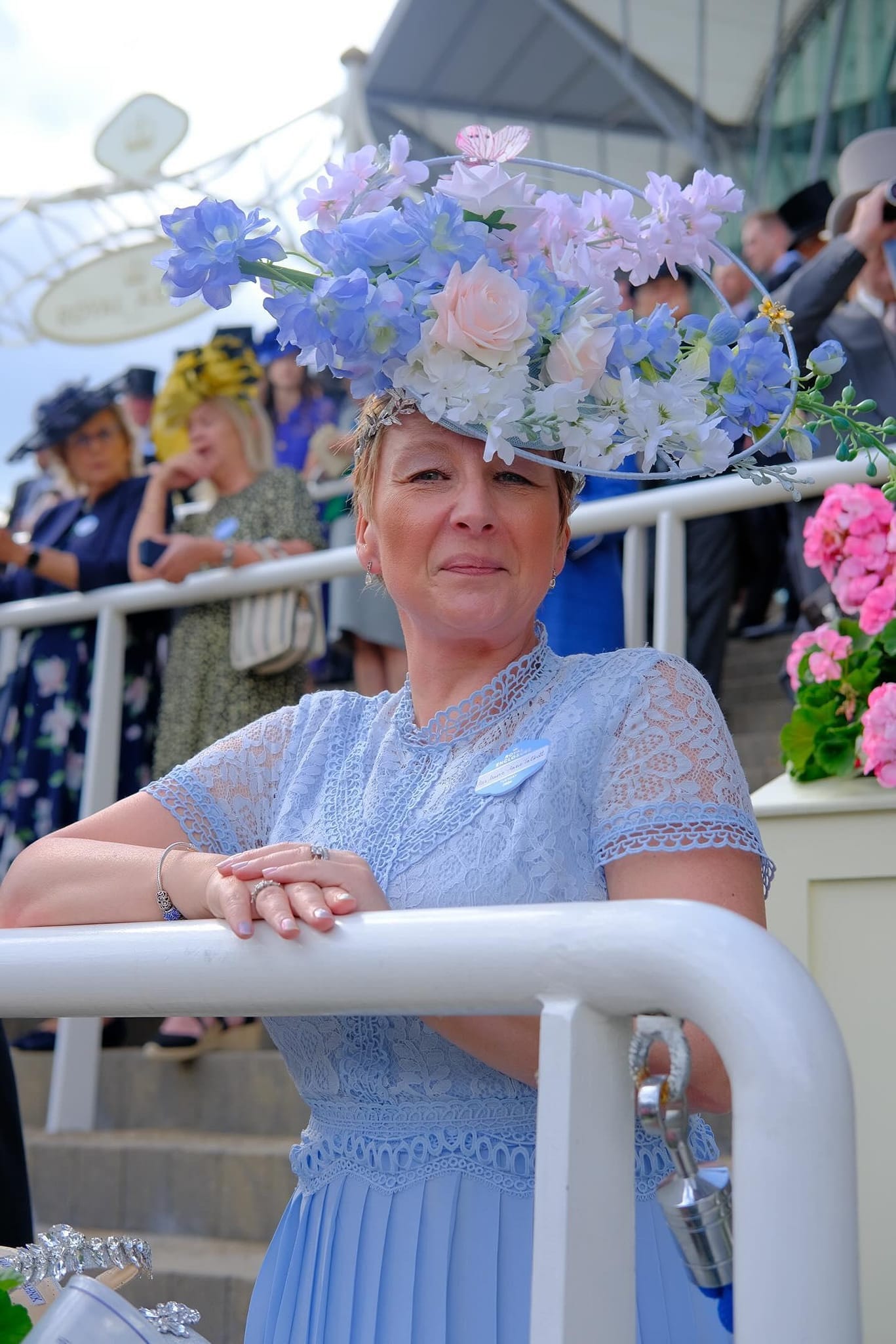 Floral Blue & Pink Hoop headpiece
