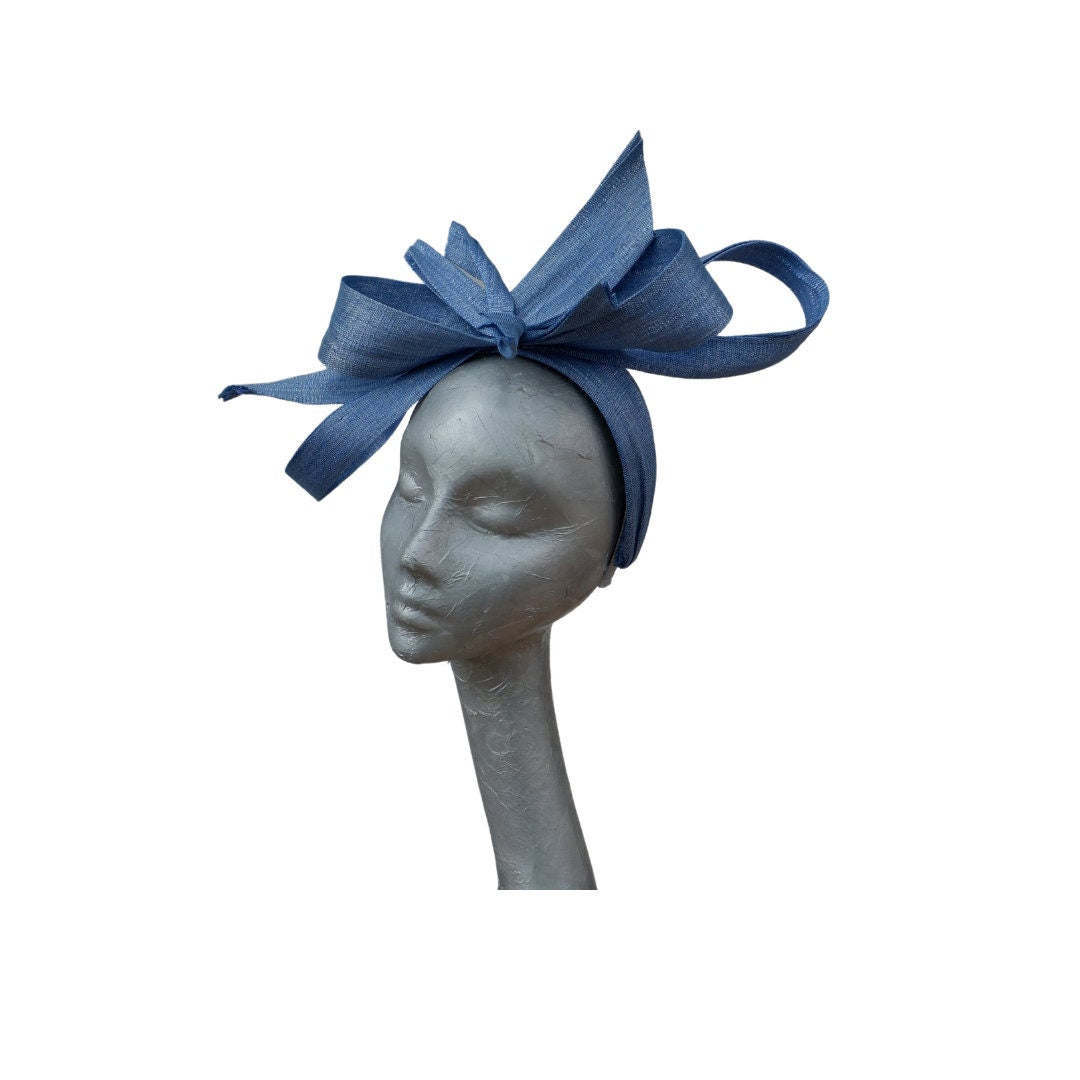 Ivy - Powder blue & silver Silk Abaca Fascinator