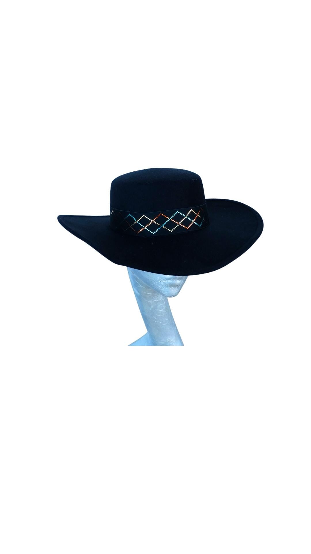 Tex - Black wide brim wool Fedora Hat