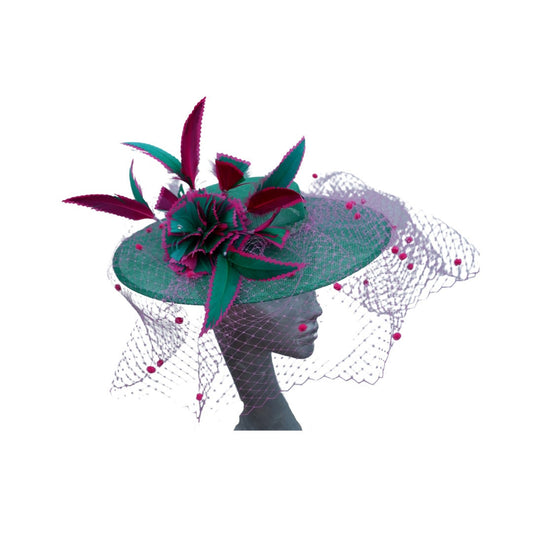 Katie - Emerald Green & Hot pink Boater