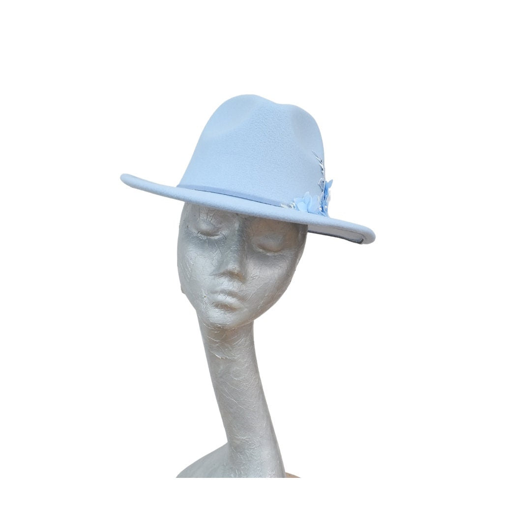 Margot - Faux Felt Trilby with Lace applique detail