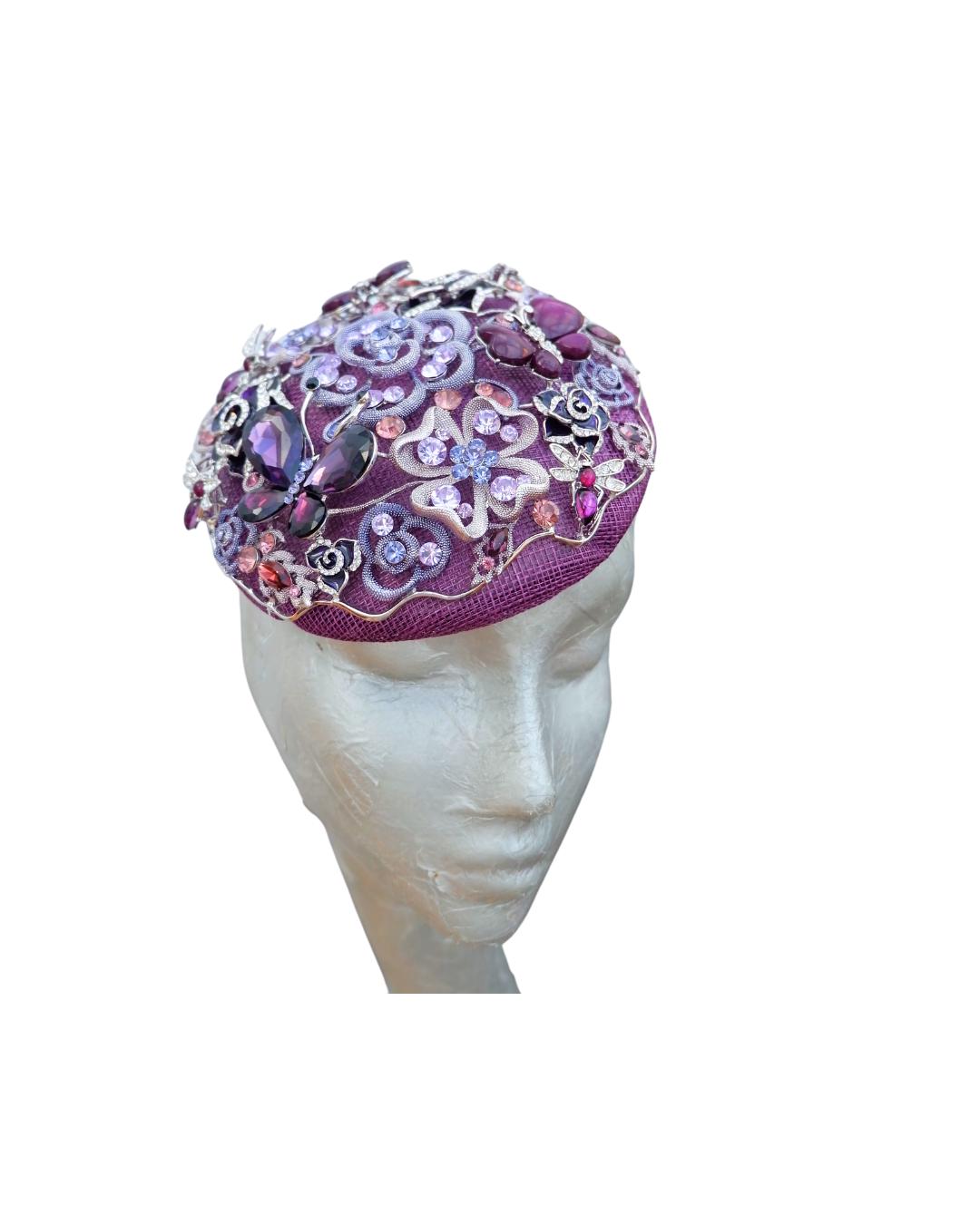 Ashbourne - Plum Beaded Button base hat