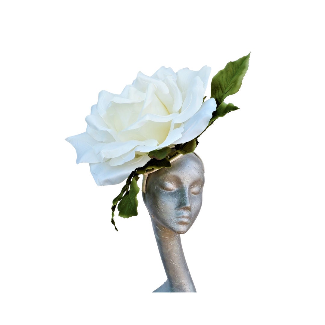 Liz - Large oversized 40cm Ivory rose fascinator