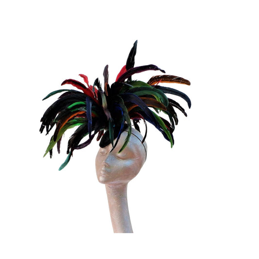 Carnival  - Stunning Multicoloured Burlesque feather fascinator/hatinator by Hats2go