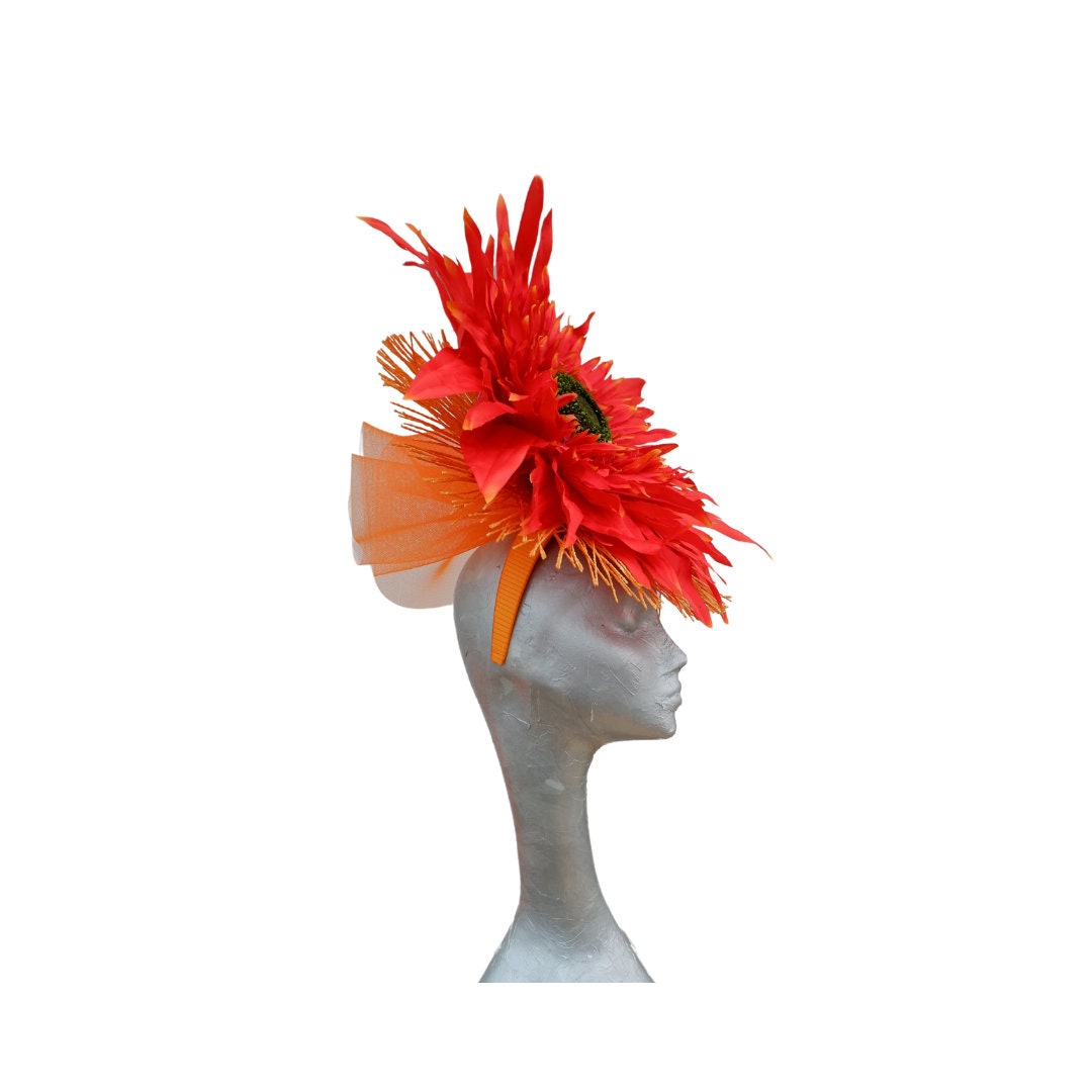 Gerbera - Orange Headpiece