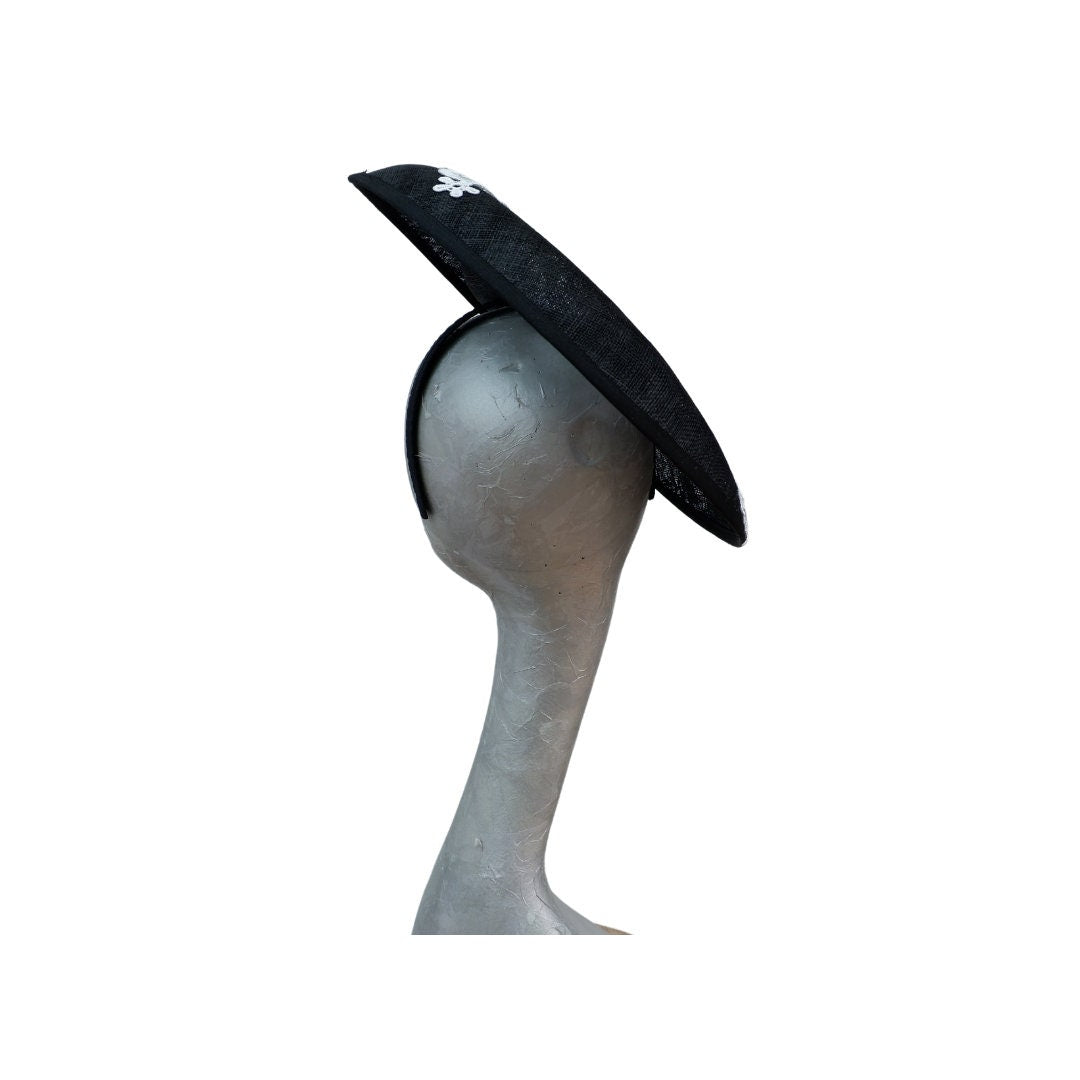 Clent - Black with White lace applique hatinator