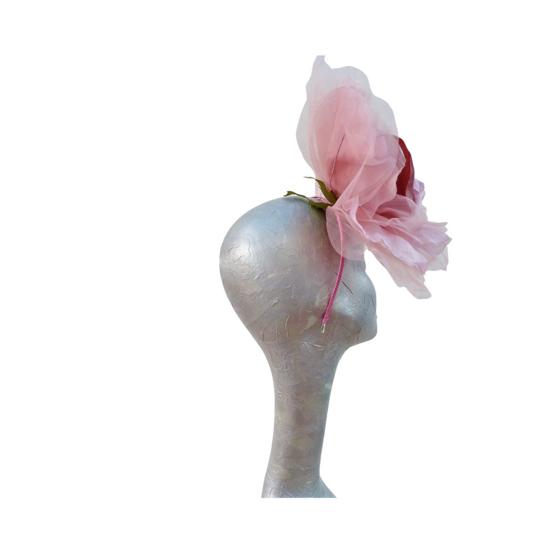 Ava--- DuskyPink silk 12" Rose fascinator