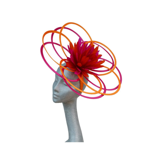 Gabrielle - Pink & Orange Loop Fascinator