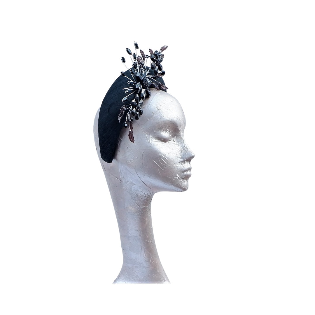 Bejewelled - Black Jewelled Halo Fascinator by Hats2go