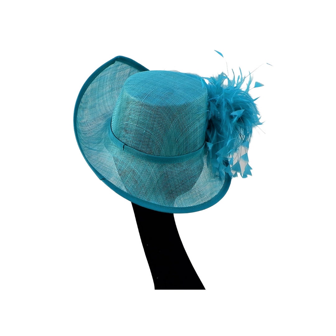 Venus II -  irregular shaped hat in Peacock blue