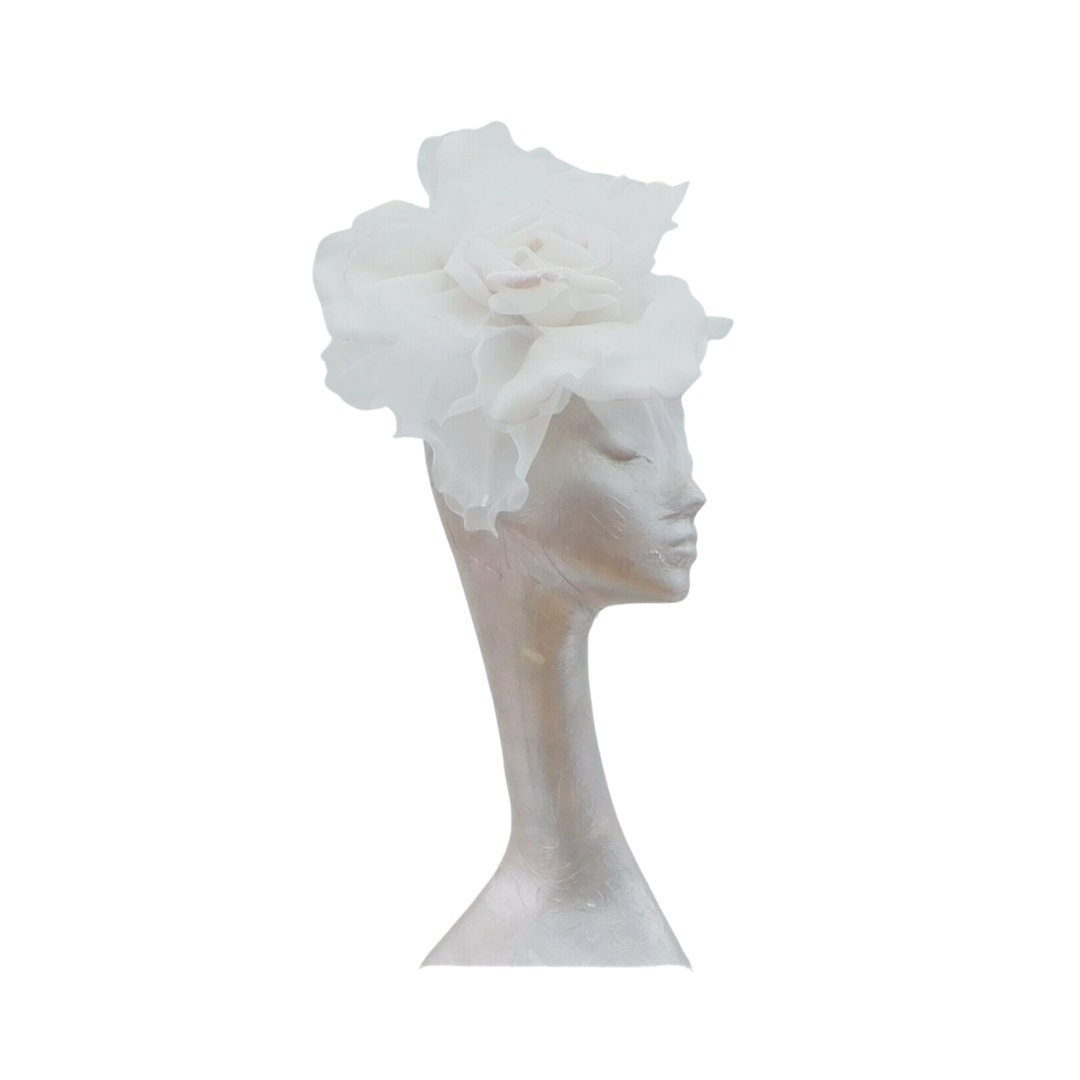 Ava-- Ivory  silk organza 12 inch flower  fascinator