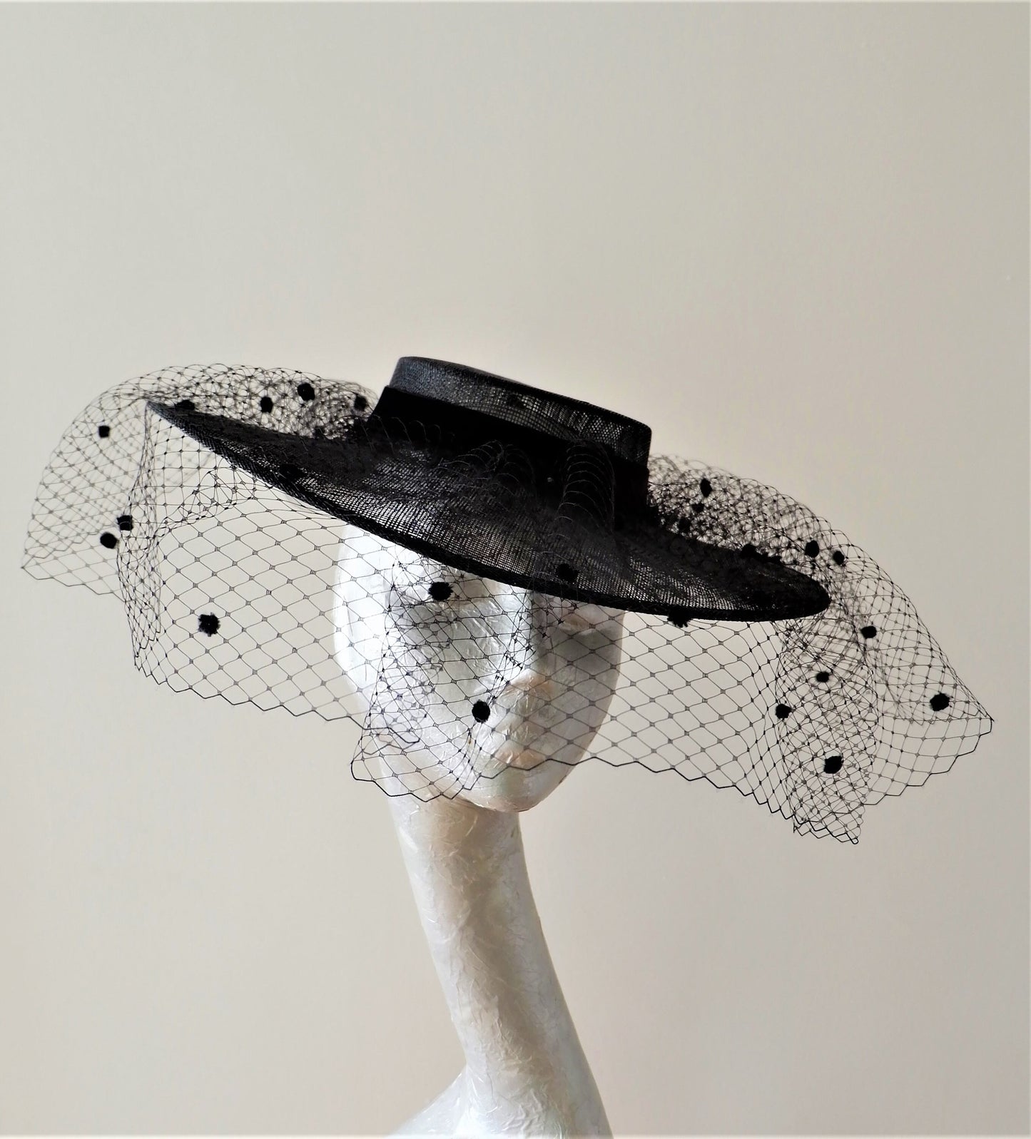 Amara - Black Veiled Boater