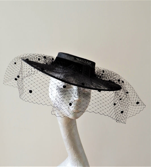 Amara - Black Veiled Boater