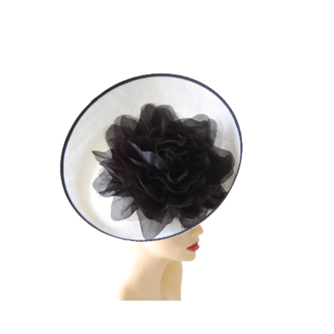 White & Black Feature fascinator on hairband Made to order