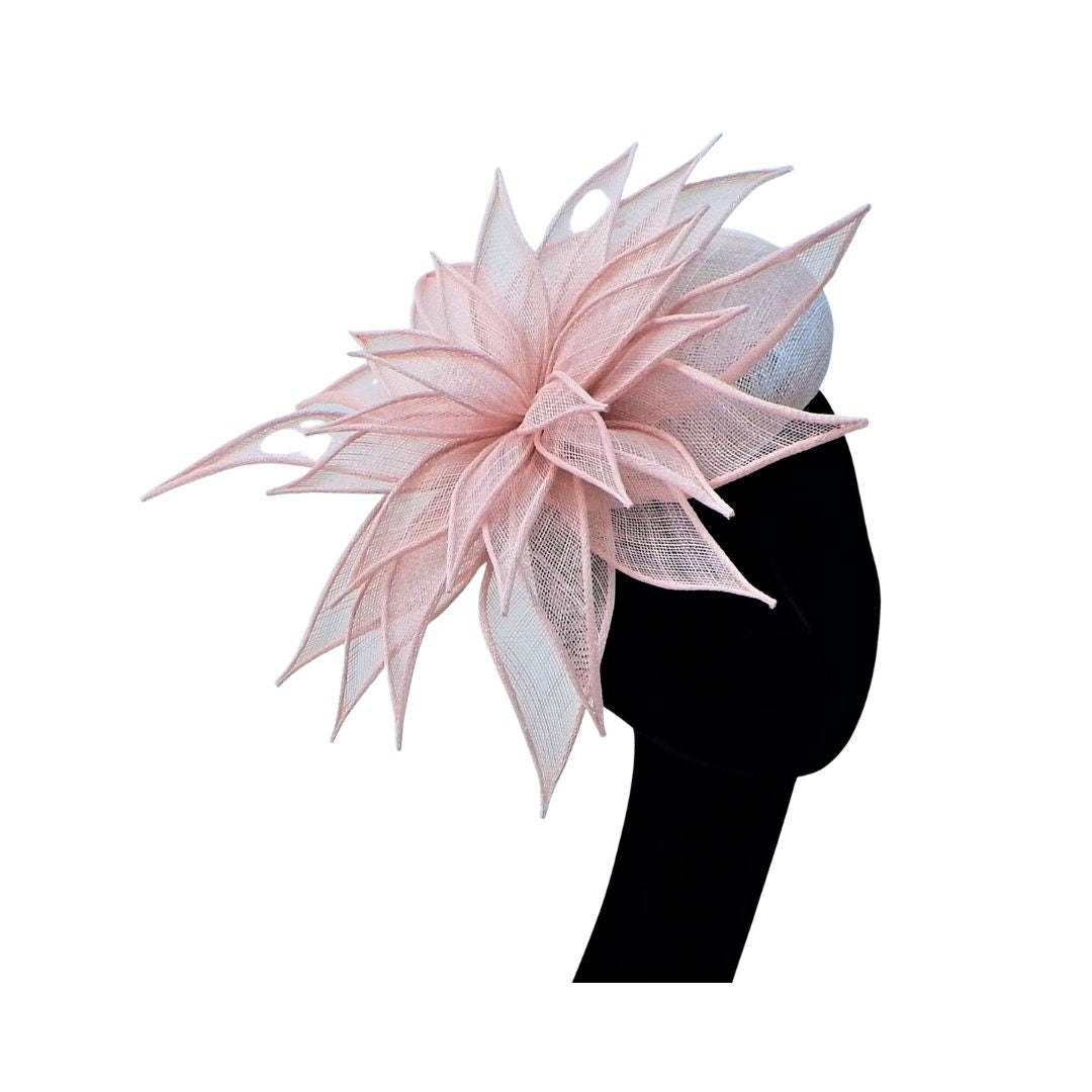 Hampton - Button Pillbox with a large sinamay flower Cocktail hat/Fascinator