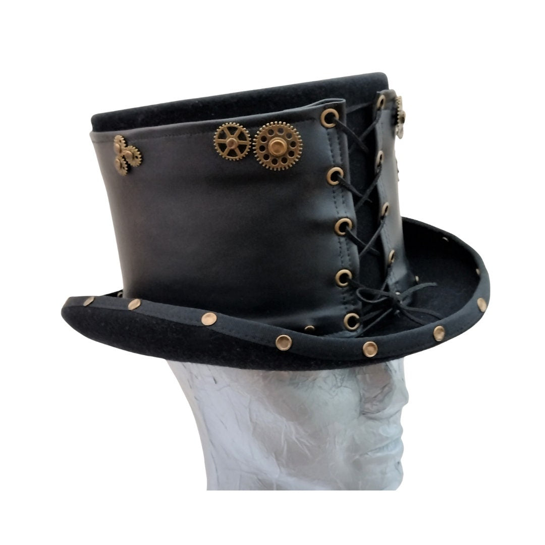 Black & Burnished Gold Steampunk Top Hat By Hats2go