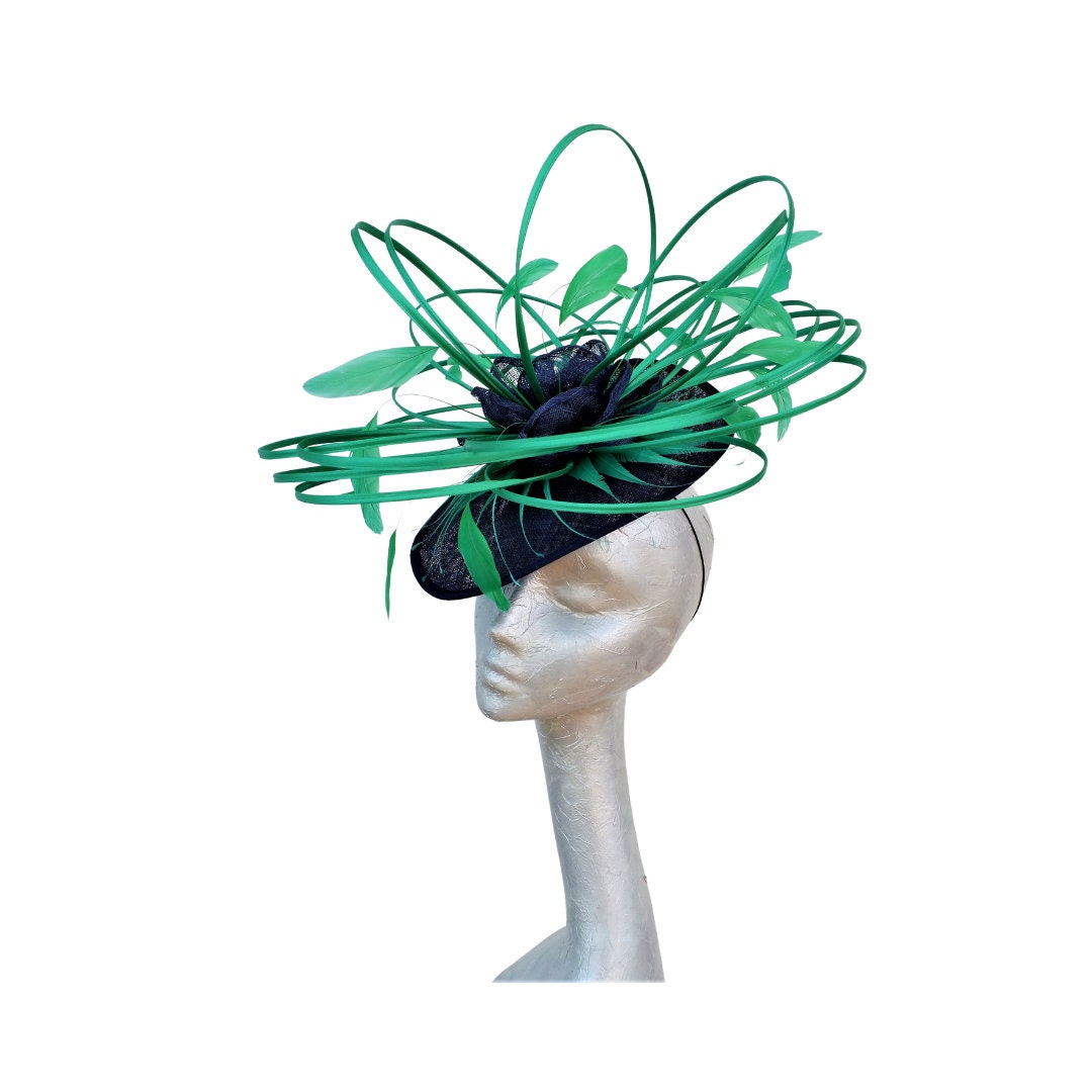 Ascot 2019 Hat in Navy & Emerald Green