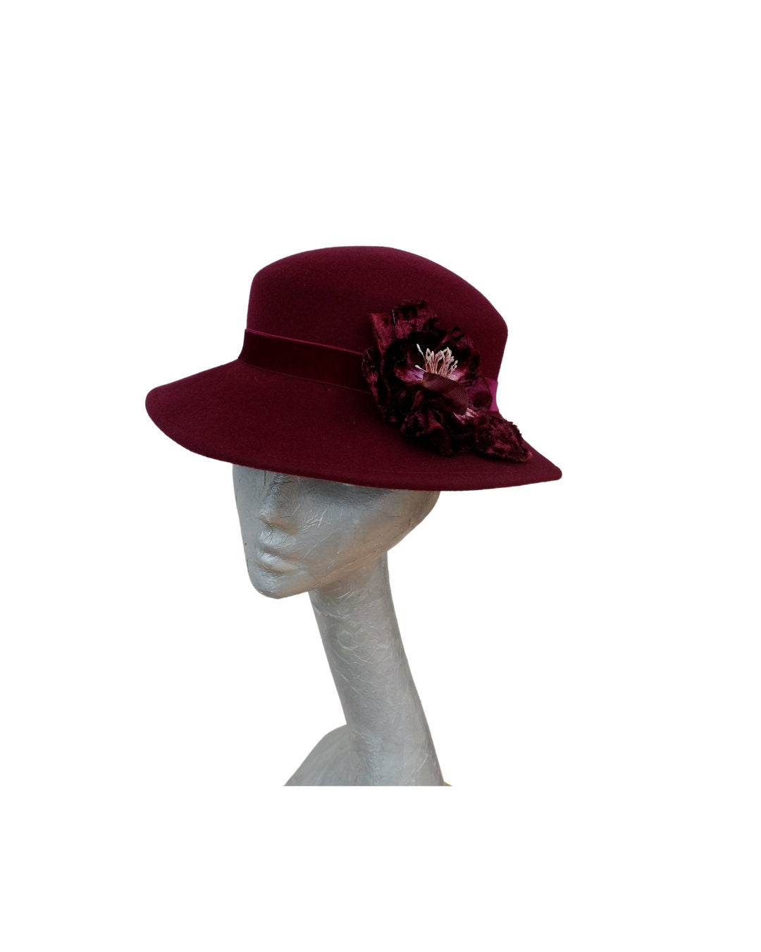 Kim - Wine Felt Hat