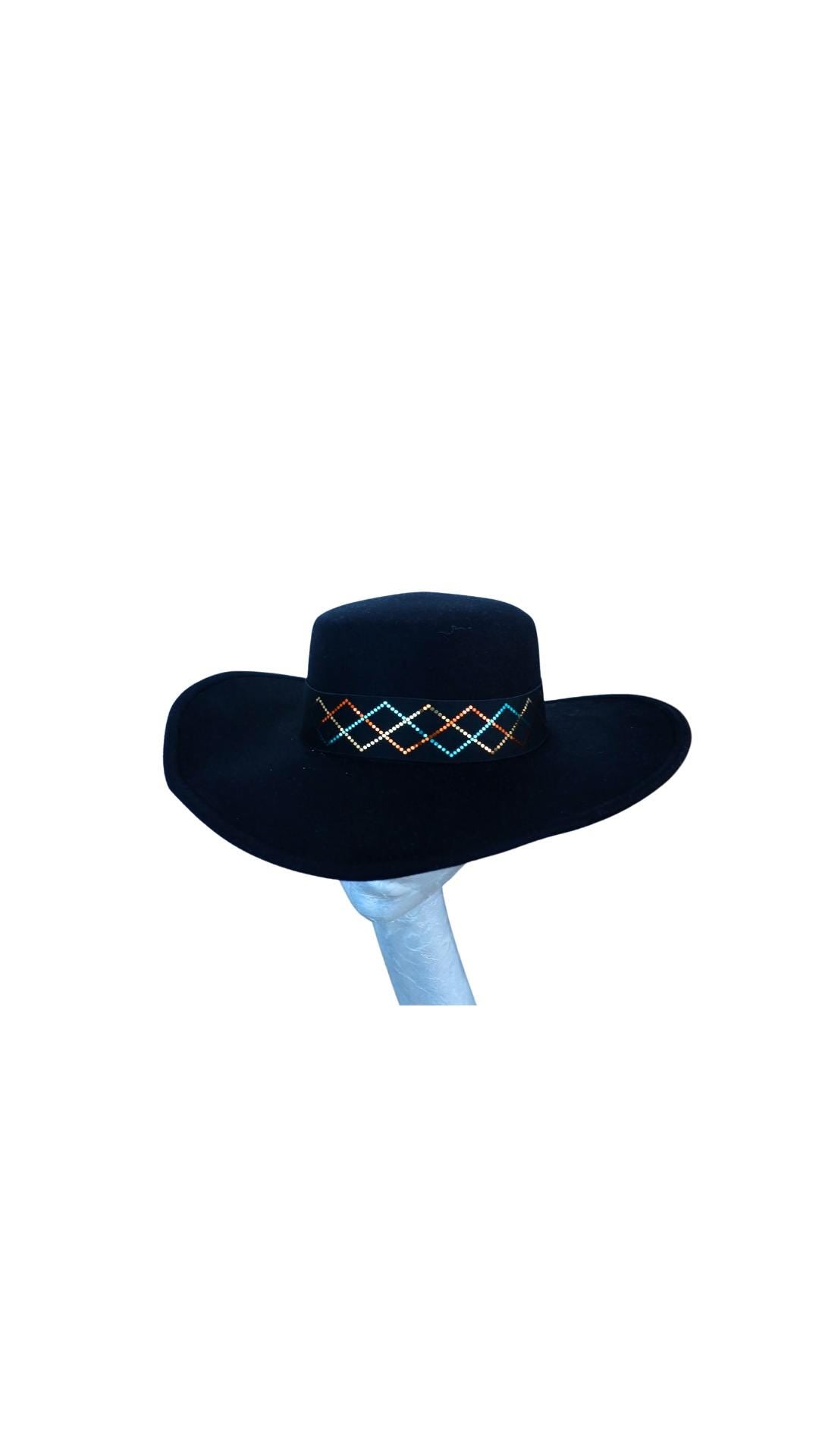 Tex - Black wide brim wool Fedora Hat