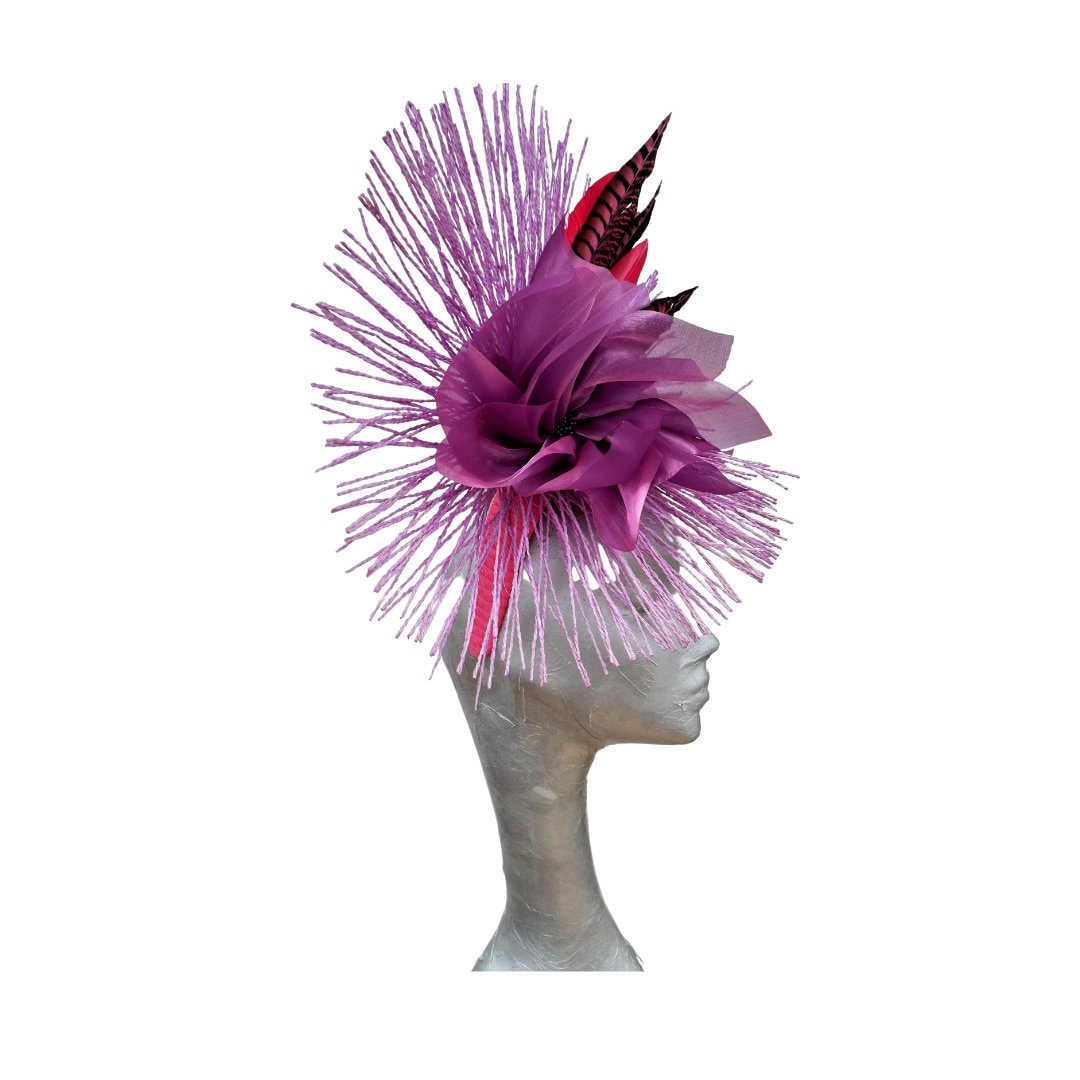 Viola - Violet & Cerise pink Fascinator