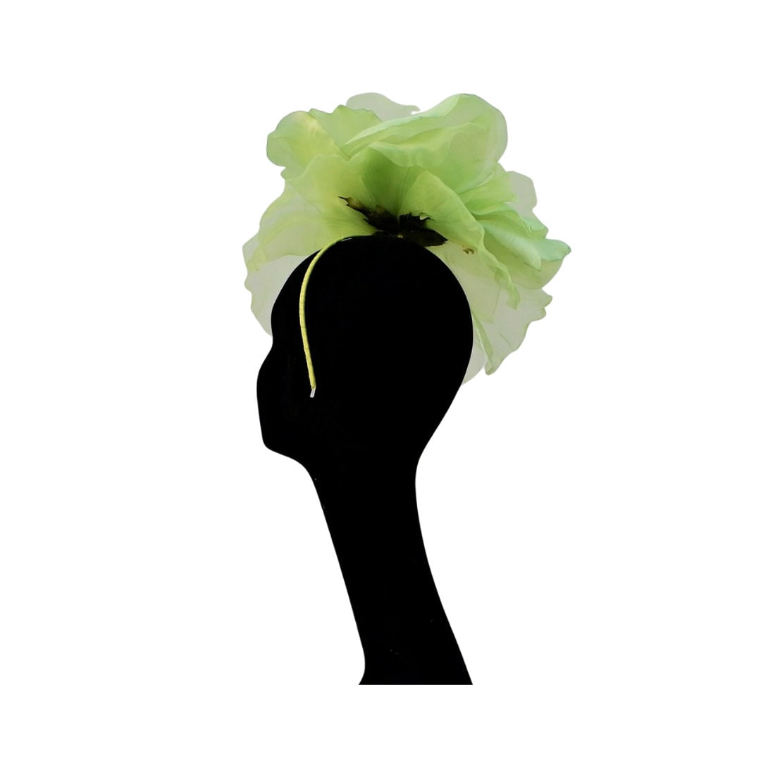 Ava-- Forest Green silk organza 12 inch flower  fascinator