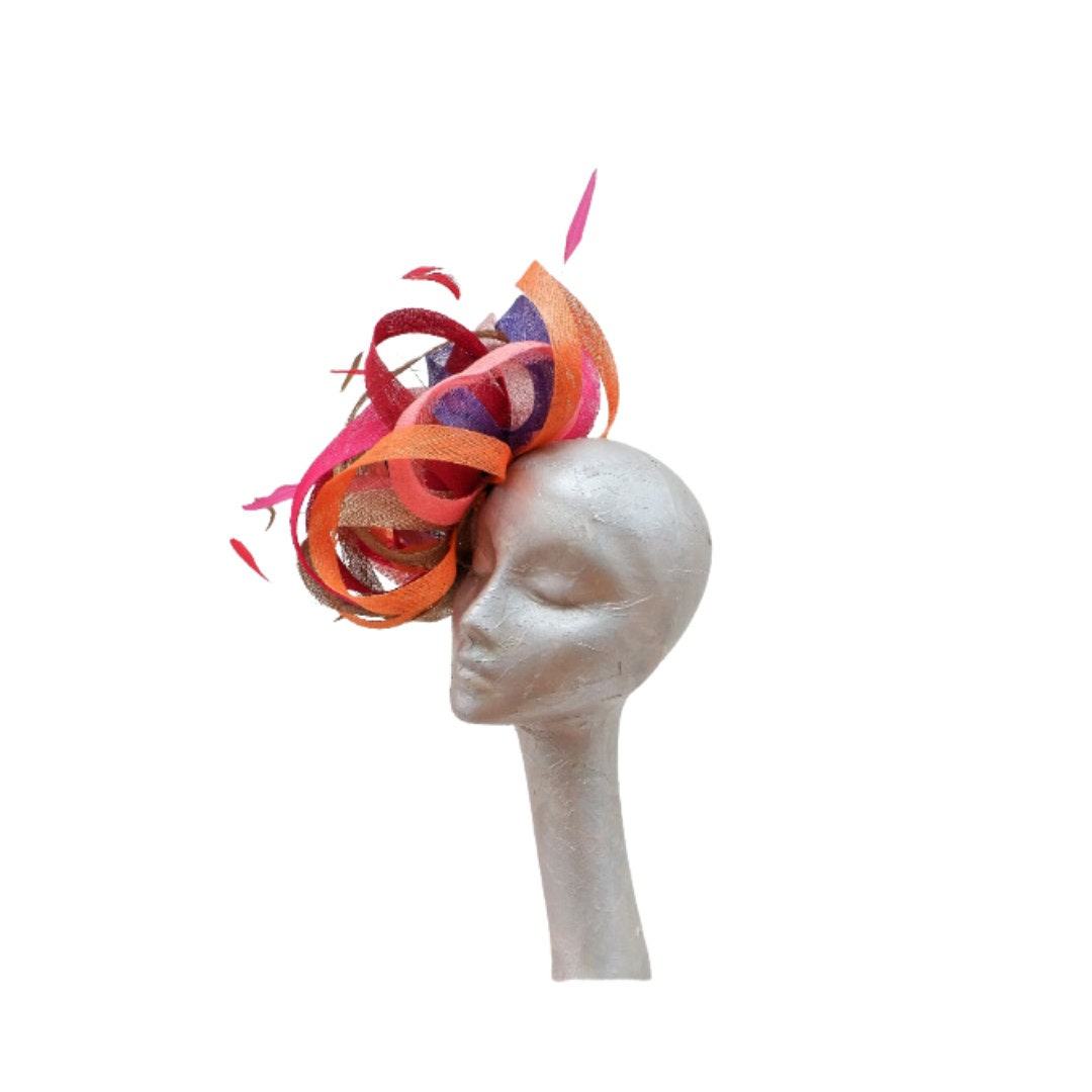 Matilda - Autumnal Orange, coral, gold, Latte, Purple, Red, Fucshia loopy fascinator