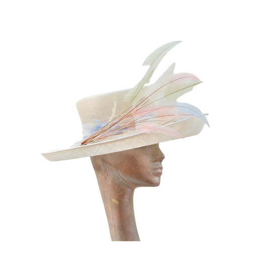 Orla - Ivory & Multi pastel Feature hat