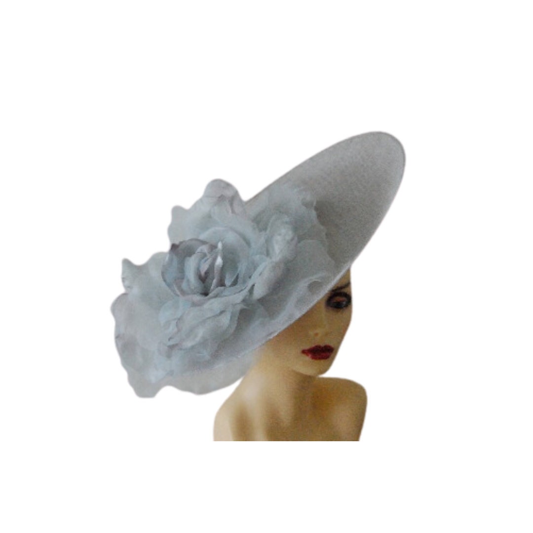 Sandy - Large Saucer Hatinator with 12" Silk Organza Rose 20+ Colours Available