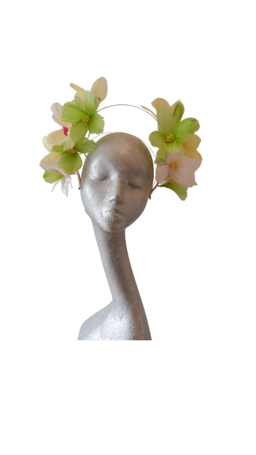 Luau- Pastel feather Fascinator