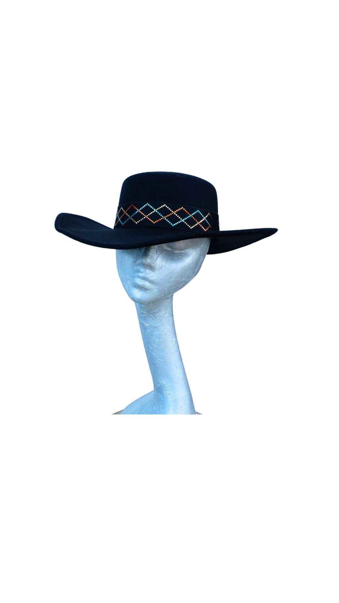 Tex - Black wide brim wool Fedora Hat